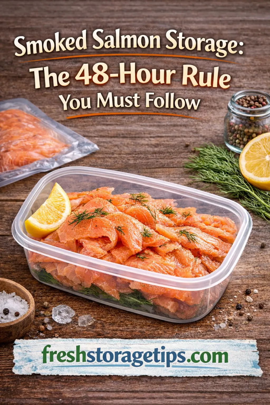 Fresh slices of smoked salmon on a board with lemon.