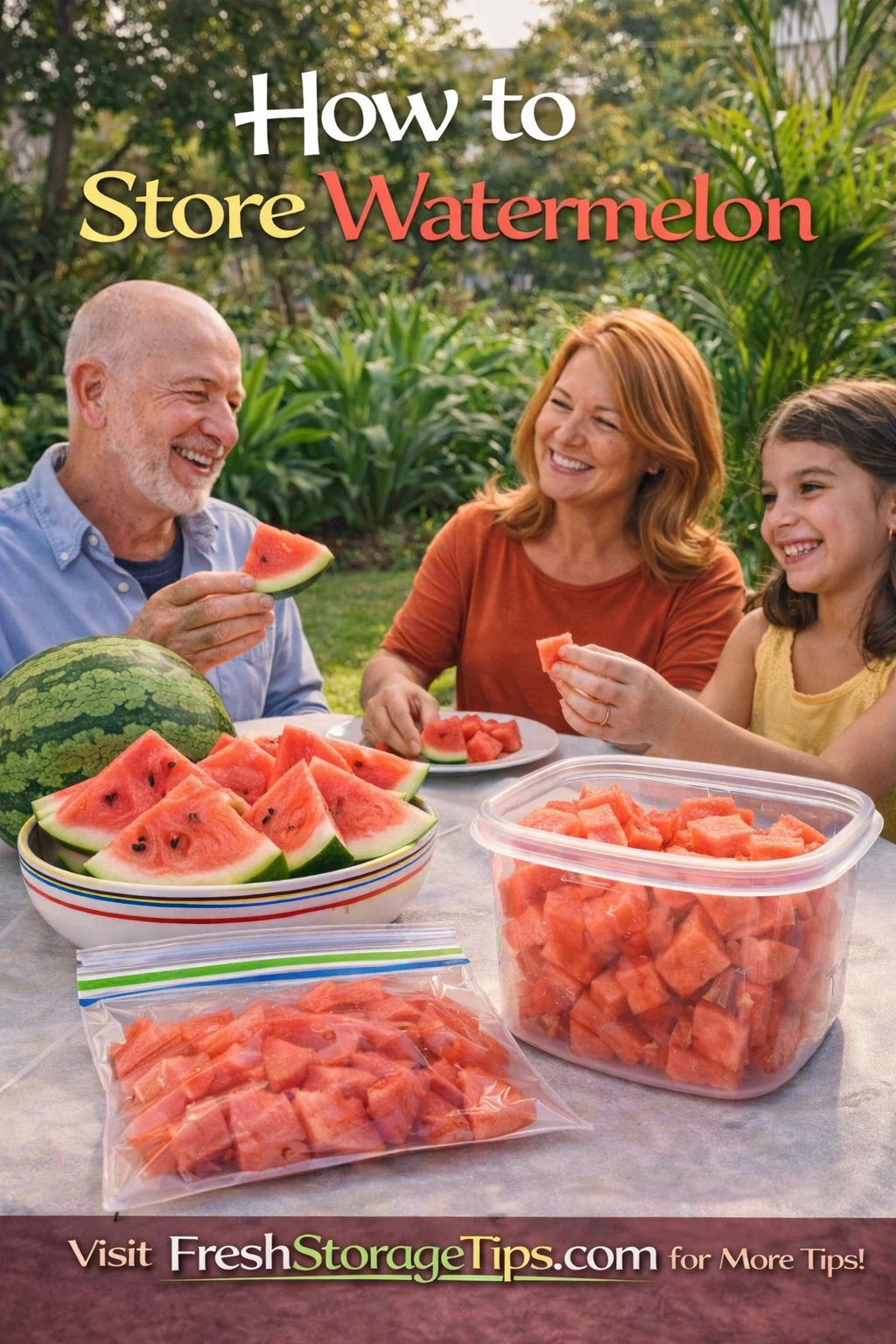 Slices of fresh red watermelon on a wooden board.