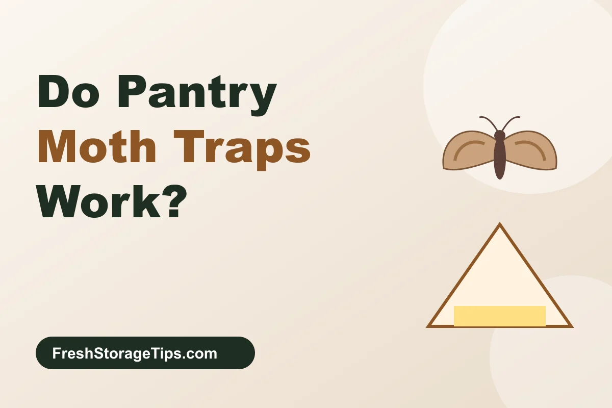 Illustration of a pantry moth above a tent-shaped trap, with the title Do Pantry Moth Traps Work?